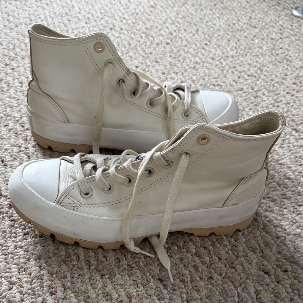 Converse Leather Cream High-Top Sneakers